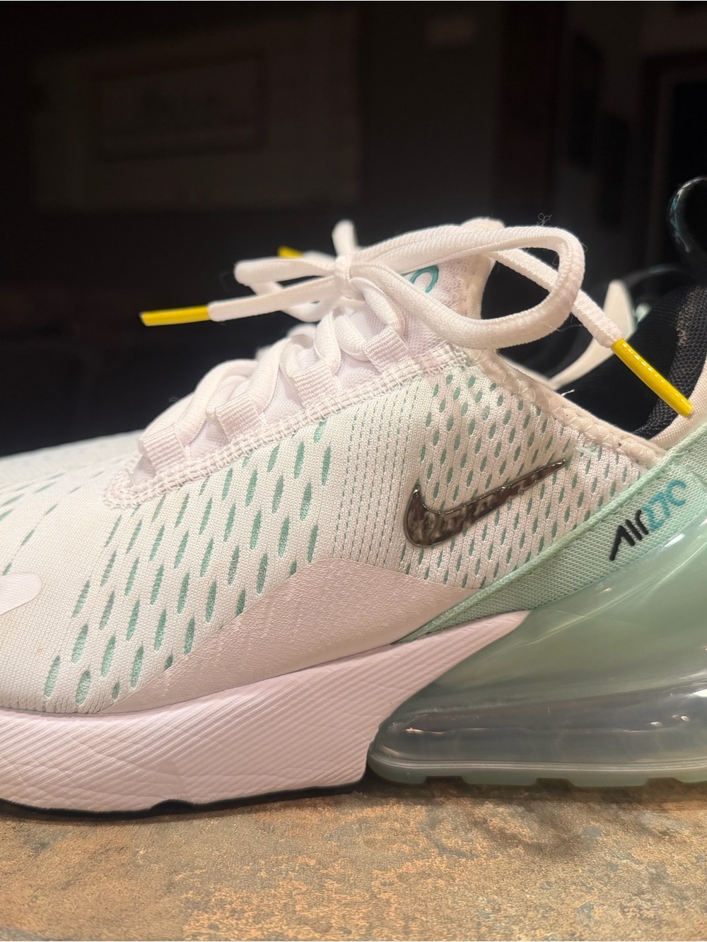 Nike Women’s Air Max 270 White Mint with Yellow Accents